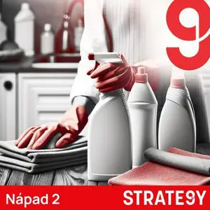 Ruce ženy s úklidovými prostředky v kuchyni – ilustrace podnikatelského nápadu ekologické úklidové služby pro organizované lidi se smyslem pro čistotu.