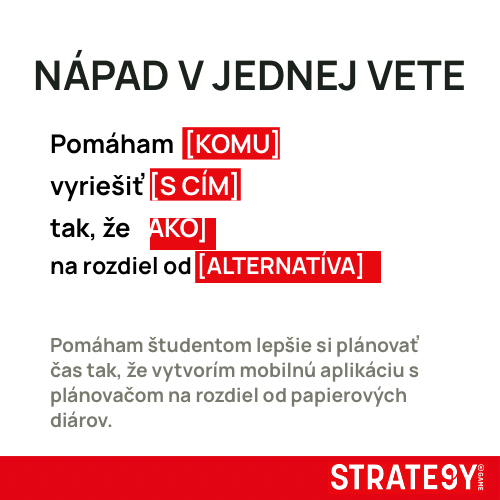 Šablóna: myšlienka v jednej vete (kto, čo, ako, alternatíva)