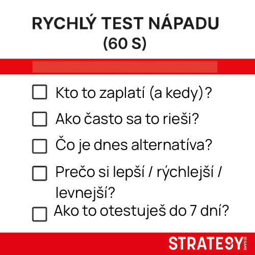 Rýchly test podnikateľského nápadu: kto zaplatí, alternatívy a ako testovať do 7 dní
