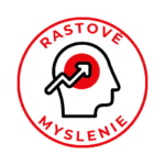 rustove myšleni Ikona růstového myšlení – symbol kladiva a ozubeného kola v kruhu, doplněná textem RŮSTOVÉ MYŠLENÍ. Ilustrace postoje, že se člověk může neustále zlepšovat.