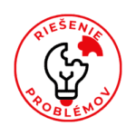 reseni problemu Ikona řešení problémů – symbol mozku se šroubovákem v červeném kruhu s textem ŘEŠENÍ PROBLÉMŮ. Vyjadřuje schopnost hledat příčiny, ne jen symptomy, a jít k podstatě věci