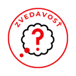 zvídavost Ikona zvídavosti – otazník v červeném kruhu s textem ZVÍDAVOST. Symbol pro schopnost objevovat nové úhly pohledu a inspirovat se mimo vlastní bublinu